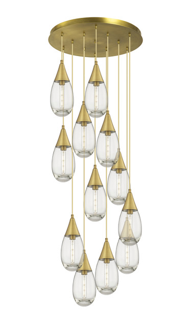 INNOVATIONS 126-450-1P-BB-G450-6CL Malone 12 Light 25 inch Multi Pendant Brushed Brass