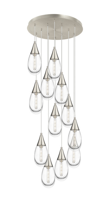 INNOVATIONS 126-450-1P-SN-G450-6CL Malone 12 Light 25 inch Multi Pendant Brushed Satin Nickel