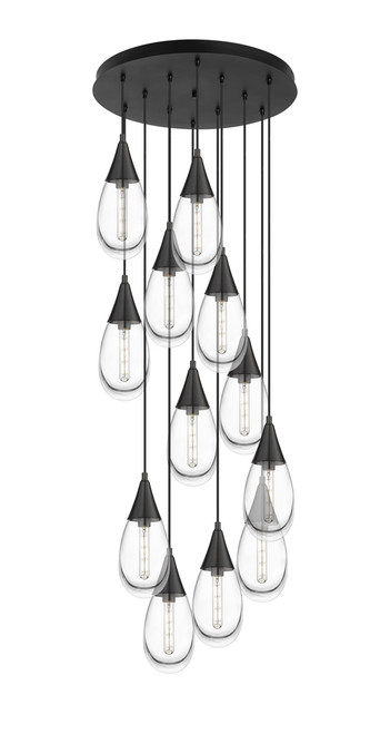 INNOVATIONS 126-450-1P-BK-G450-6CL Malone 12 Light 25 inch Multi Pendant Matte Black