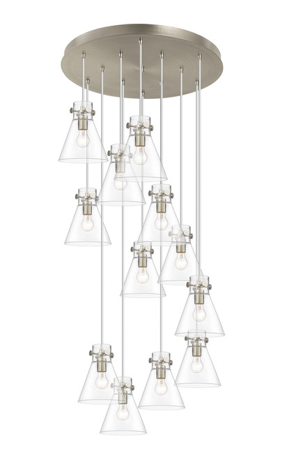 INNOVATIONS 126-410-1PS-SN-G411-8CL Newton Cone 12 Light 27 inch Multi Pendant Brushed Satin Nickel