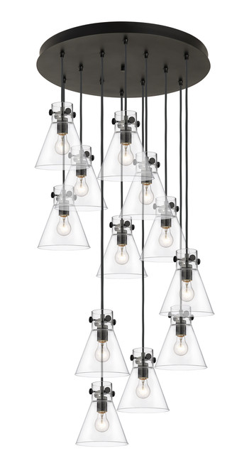 INNOVATIONS 126-410-1PS-BK-G411-8CL Newton Cone 12 Light 27 inch Multi Pendant Matte Black