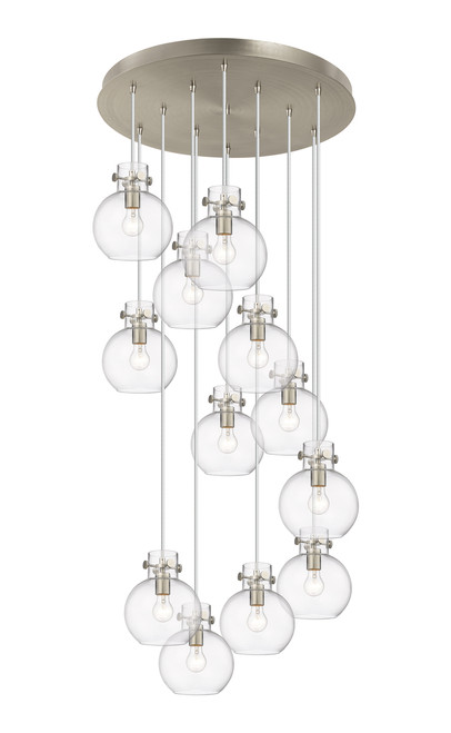 INNOVATIONS 126-410-1PS-SN-G410-8CL Newton Sphere 12 Light 27 inch Multi Pendant Brushed Satin Nickel