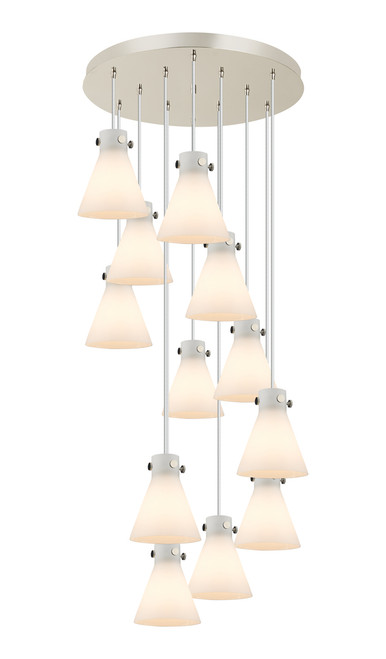 INNOVATIONS 126-410-1PS-PN-G411-8WH Newton Cone 12 Light 27 inch Multi Pendant Polished Nickel