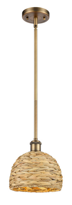 INNOVATIONS 516-1S-BB-RBD-8-NAT Woven Rattan 1 8 inch Multi Pendant Brushed Brass INNOVATIONS 516-1S-BB-RBD-8-NAT Woven Rattan 1 8 inch Multi Pendant Brushed Brass
