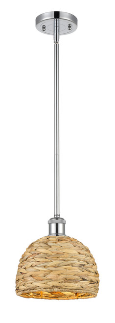 INNOVATIONS 516-1S-PC-RBD-8-NAT Woven Rattan 1 8 inch Multi Pendant Polished Chrome