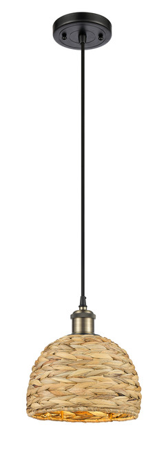 INNOVATIONS 516-1P-BAB-RBD-8-NAT Woven Rattan 1 8 inch Multi Pendant Black Antique Brass