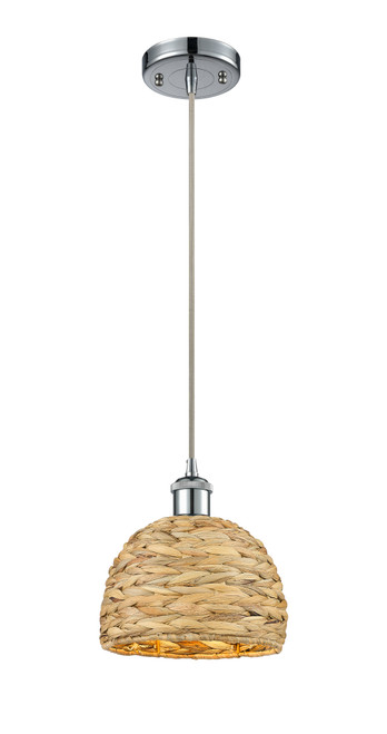 INNOVATIONS 516-1P-PC-RBD-8-NAT Woven Rattan 1 8 inch Multi Pendant Polished Chrome