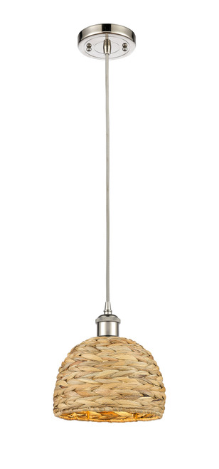 INNOVATIONS 516-1P-PN-RBD-8-NAT Woven Rattan 1 8 inch Multi Pendant Polished Nickel