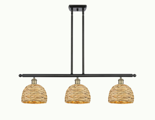 INNOVATIONS 516-3I-BAB-RBD-8-NAT Woven Rattan 3 36 inch Multi Pendant Black Antique Brass