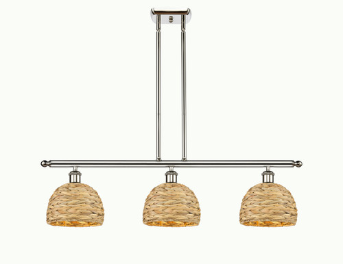 INNOVATIONS 516-3I-PN-RBD-8-NAT Woven Rattan 3 36 inch Multi Pendant Polished Nickel INNOVATIONS 516-3I-PN-RBD-8-NAT Woven Rattan 3 36 inch Multi Pendant Polished Nickel