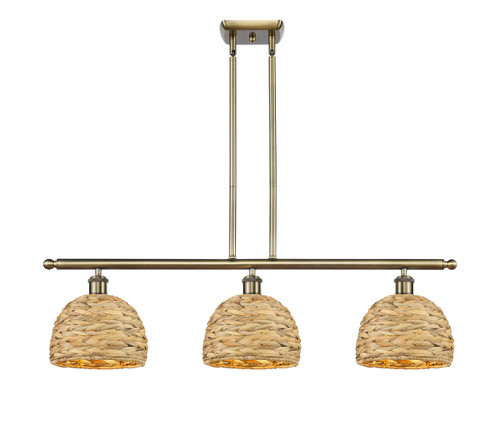 INNOVATIONS 516-3I-SG-RBD-8-NAT Woven Rattan 3 36 inch Multi Pendant Satin Gold