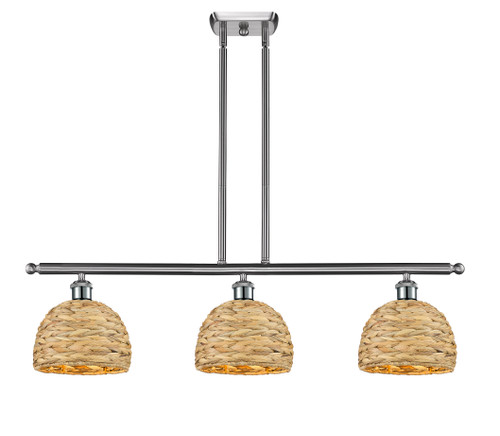 INNOVATIONS 516-3I-SN-RBD-8-NAT Woven Rattan 3 36 inch Multi Pendant Satin Nickel