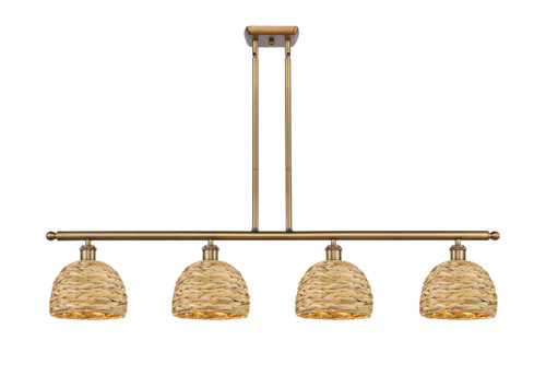 INNOVATIONS 516-4I-BB-RBD-8-NAT Woven Rattan 4 48 inch Multi Pendant Brushed Brass