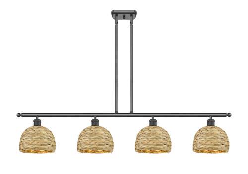 INNOVATIONS 516-4I-BK-RBD-8-NAT Woven Rattan 4 48 inch Multi Pendant Matte Black