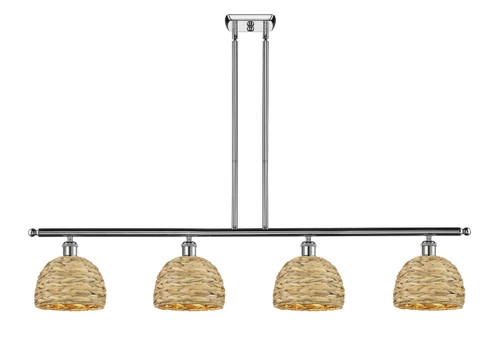 INNOVATIONS 516-4I-PC-RBD-8-NAT Woven Rattan 4 48 inch Multi Pendant Polished Chrome
