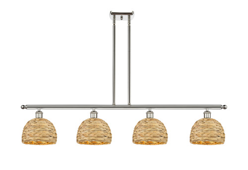 INNOVATIONS 516-4I-PN-RBD-8-NAT Woven Rattan 4 48 inch Multi Pendant Polished Nickel