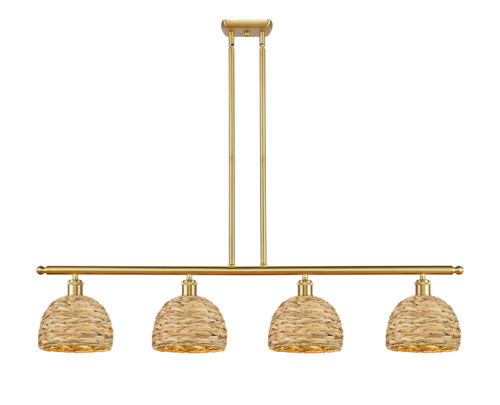 INNOVATIONS 516-4I-SG-RBD-8-NAT Woven Rattan 4 48 inch Multi Pendant Satin Gold