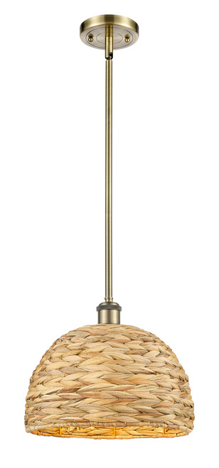 INNOVATIONS 516-1S-AB-RBD-12-NAT Woven Rattan 1 12 inch Multi Pendant Antique Brass