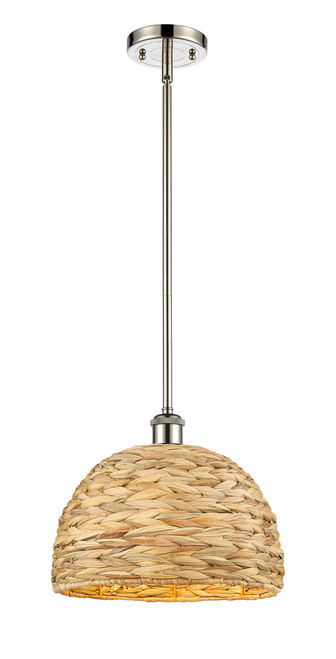 INNOVATIONS 516-1S-PN-RBD-12-NAT Woven Rattan 1 12 inch Multi Pendant Polished Nickel INNOVATIONS 516-1S-PN-RBD-12-NAT Woven Rattan 1 12 inch Multi Pendant Polished Nickel