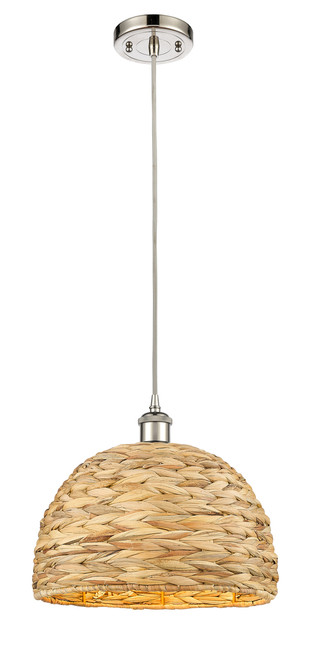 INNOVATIONS 516-1P-PN-RBD-12-NAT Woven Rattan 1 12 inch Multi Pendant Polished Nickel