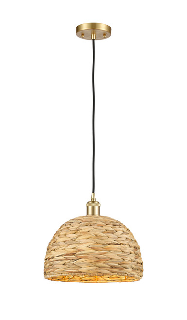 INNOVATIONS 516-1P-SG-RBD-12-NAT Woven Rattan 1 12 inch Multi Pendant Satin Gold INNOVATIONS 516-1P-SG-RBD-12-NAT Woven Rattan 1 12 inch Multi Pendant Satin Gold