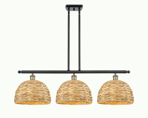 INNOVATIONS 516-3I-BAB-RBD-12-NAT Woven Rattan 3 38 inch Multi Pendant Black Antique Brass