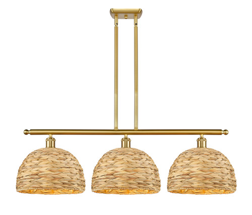 INNOVATIONS 516-3I-SG-RBD-12-NAT Woven Rattan 3 38 inch Multi Pendant Satin Gold INNOVATIONS 516-3I-SG-RBD-12-NAT Woven Rattan 3 38 inch Multi Pendant Satin Gold