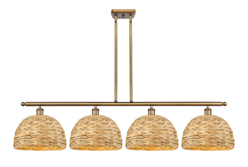 INNOVATIONS 516-4I-BB-RBD-12-NAT Woven Rattan 4 50 inch Multi Pendant Brushed Brass