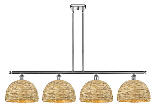 INNOVATIONS 516-4I-PC-RBD-12-NAT Woven Rattan 4 50 inch Multi Pendant Polished Chrome INNOVATIONS 516-4I-PC-RBD-12-NAT Woven Rattan 4 50 inch Multi Pendant Polished Chrome