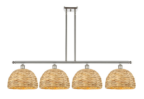 INNOVATIONS 516-4I-PN-RBD-12-NAT Woven Rattan 4 50 inch Multi Pendant Polished Nickel