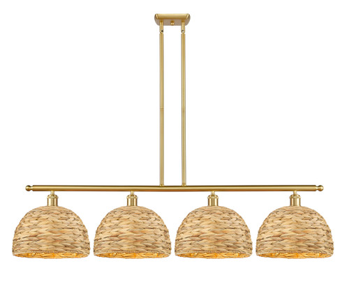 INNOVATIONS 516-4I-SG-RBD-12-NAT Woven Rattan 4 50 inch Multi Pendant Satin Gold