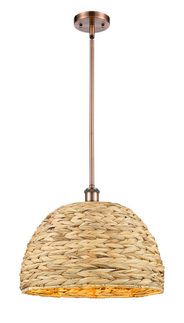 INNOVATIONS 516-1S-AC-RBD-16-NAT Woven Rattan 1 15.75 inch Multi Pendant Antique Copper INNOVATIONS 516-1S-AC-RBD-16-NAT Woven Rattan 1 15.75 inch Multi Pendant Antique Copper