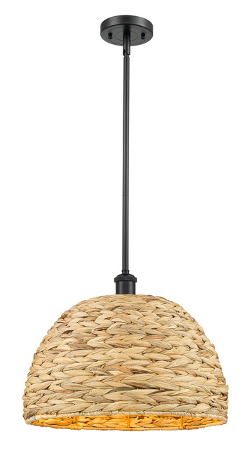 INNOVATIONS 516-1S-BK-RBD-16-NAT Woven Rattan 1 15.75 inch Multi Pendant Matte Black