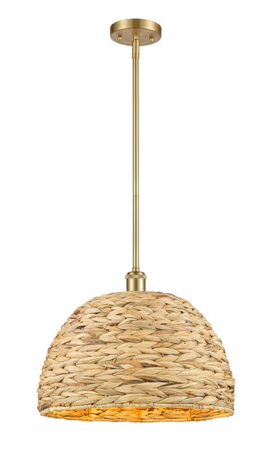 INNOVATIONS 516-1S-SG-RBD-16-NAT Woven Rattan 1 15.75 inch Multi Pendant Satin Gold INNOVATIONS 516-1S-SG-RBD-16-NAT Woven Rattan 1 15.75 inch Multi Pendant Satin Gold
