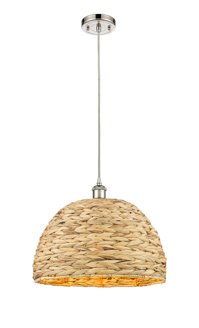 INNOVATIONS 516-1P-PN-RBD-16-NAT Woven Rattan 1 15.75 inch Multi Pendant Polished Nickel INNOVATIONS 516-1P-PN-RBD-16-NAT Woven Rattan 1 15.75 inch Multi Pendant Polished Nickel