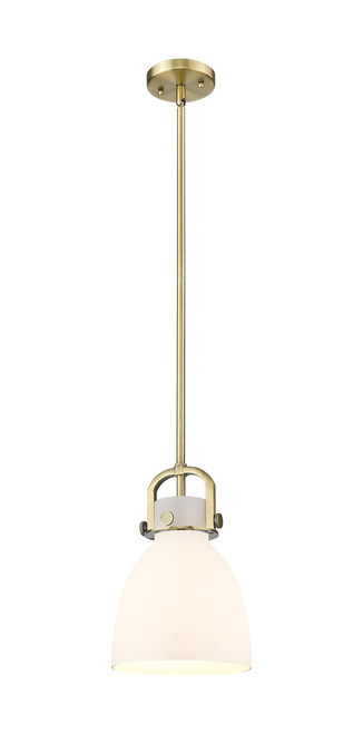 INNOVATIONS 410-1SS-BB-G412-8WH Newton Bell 1 8 inch Multi Pendant Brushed Brass INNOVATIONS 410-1SS-BB-G412-8WH Newton Bell 1 8 inch Multi Pendant Brushed Brass