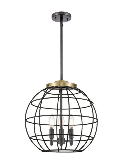 INNOVATIONS 221-3S-BAB-CE-16-BK Lake Placid 3 16 inch Multi Pendant Black Antique Brass