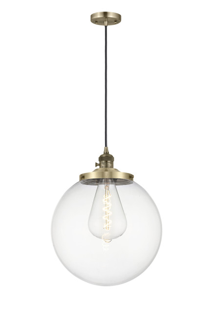INNOVATIONS 201CSW-AB-G202-14 Beacon 1 Light 14 inch Mini Pendant With Switch Antique Brass