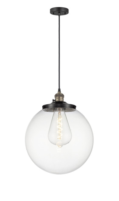 INNOVATIONS 201CSW-BAB-G202-14 Beacon 1 Light 14 inch Mini Pendant With Switch Black Antique Brass