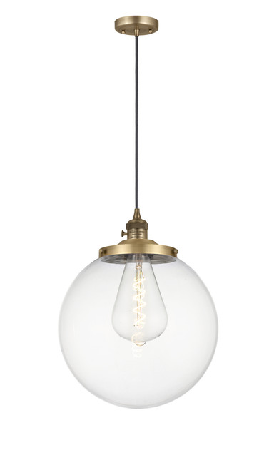 INNOVATIONS 201CSW-BB-G202-14 Beacon 1 Light 14 inch Mini Pendant With Switch Brushed Brass