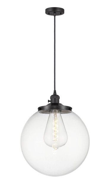 INNOVATIONS 201CSW-BK-G202-14 Beacon 1 Light 14 inch Mini Pendant With Switch Matte Black