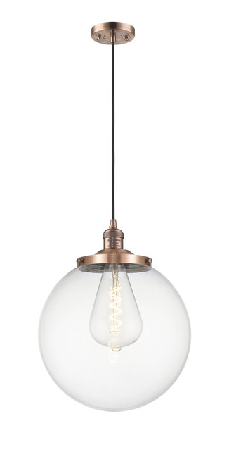 INNOVATIONS 201C-AC-G202-14 Beacon 1 Light 14 inch Mini Pendant Antique Copper