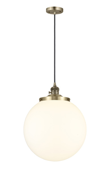 INNOVATIONS 201CSW-AB-G201-14 Beacon 1 Light 14 inch Mini Pendant With Switch Antique Brass