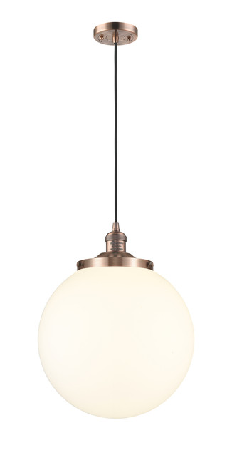 INNOVATIONS 201C-AC-G201-14 Beacon 1 Light 14 inch Mini Pendant Antique Copper