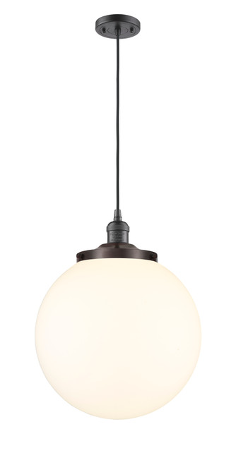 INNOVATIONS 201C-OB-G201-14 Beacon 1 Light 14 inch Mini Pendant Oil Rubbed Bronze