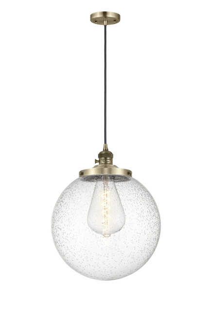 INNOVATIONS 201CSW-AB-G204-14 Beacon 1 Light 14 inch Mini Pendant With Switch Antique Brass
