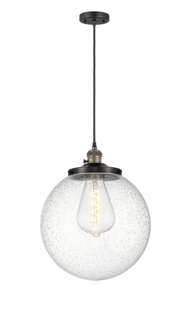 INNOVATIONS 201CSW-BAB-G204-14 Beacon 1 Light 14 inch Mini Pendant With Switch Black Antique Brass