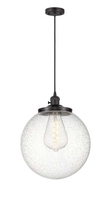 INNOVATIONS 201CSW-BK-G204-14 Beacon 1 Light 14 inch Mini Pendant With Switch Matte Black