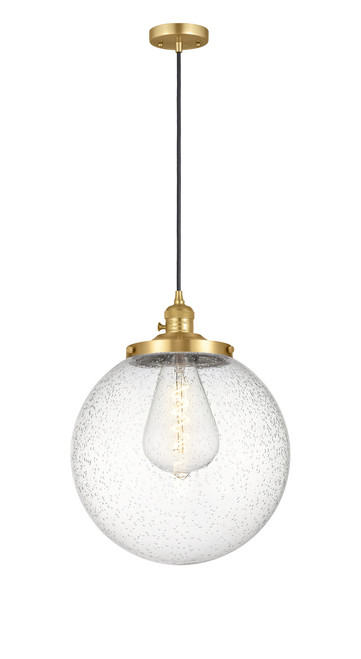 INNOVATIONS 201CSW-SG-G204-14 Beacon 1 Light 14 inch Mini Pendant With Switch Satin Gold