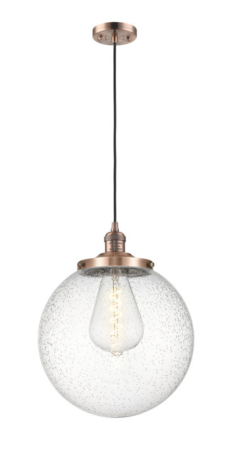 INNOVATIONS 201C-AC-G204-14 Beacon 1 Light 14 inch Mini Pendant Antique Copper